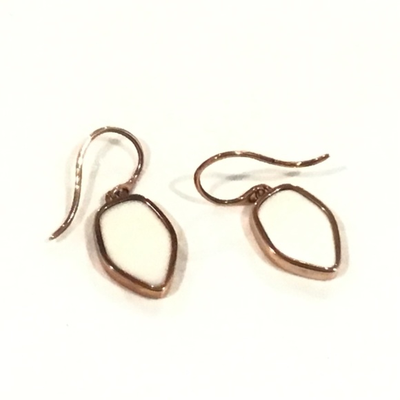 Monica Vinader Sterling Silver White Stone Rose Gold Tone Dangle Earrings 3/4" L - Picture 2 of 4